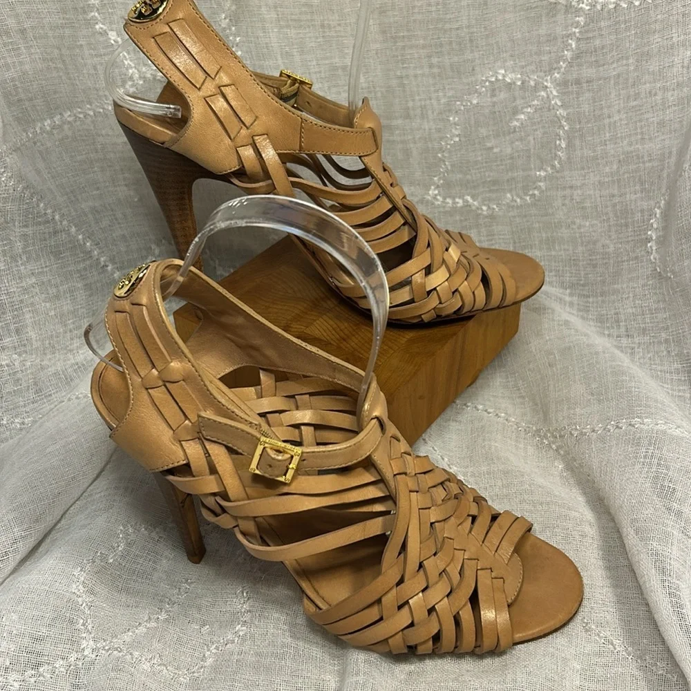 Tory Burch woven leather heels with leather sole